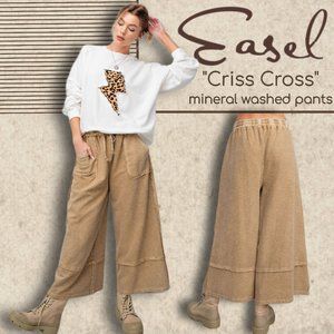EASEL RESTOCKED “Criss Cross" Mineral Wash Raw Seams Cropped/Full Length Pockets